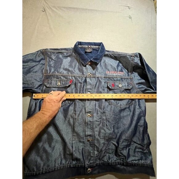 US Polo ASSN Jacket‎ Trucker Adult Large Blue Denim Long Sleeve Button Oversized - Picture 8 of 11